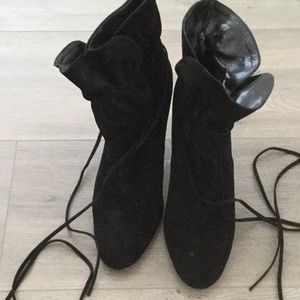 Calvin Klein black strap up suede ankle boots